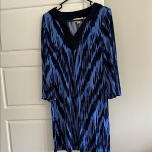 Michael Kors Blue and Black Patterned Dress